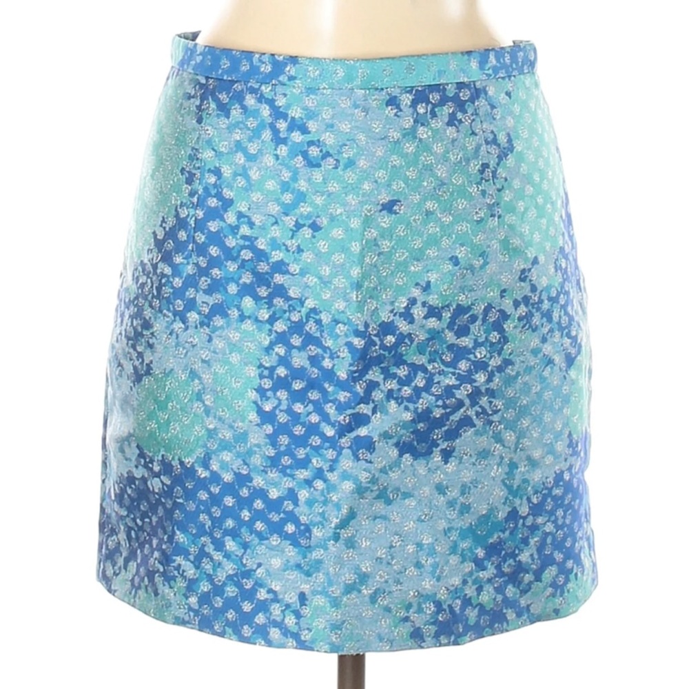 H&M Blue Silver Metallic Festival Mini Skirt 8 Mermaid